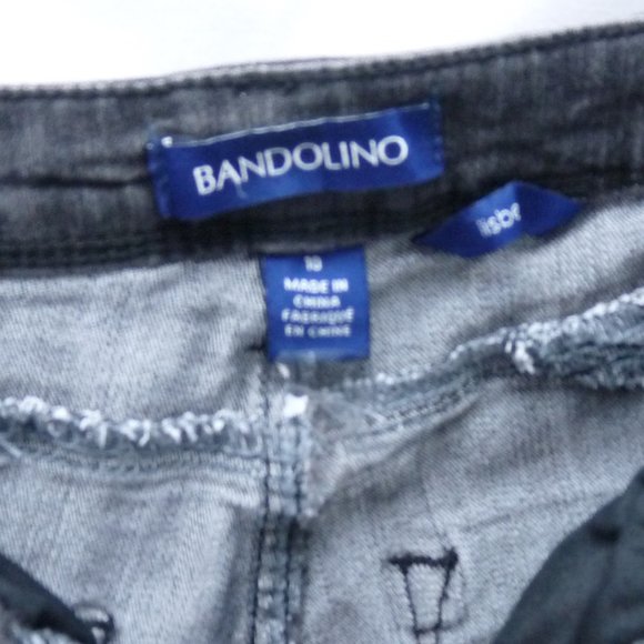 Bandolino Gray Denim Jeans Floral Embroidered  Lisbeth Curvy Skinny Ankle  Sz 10 - Picture 6 of 8